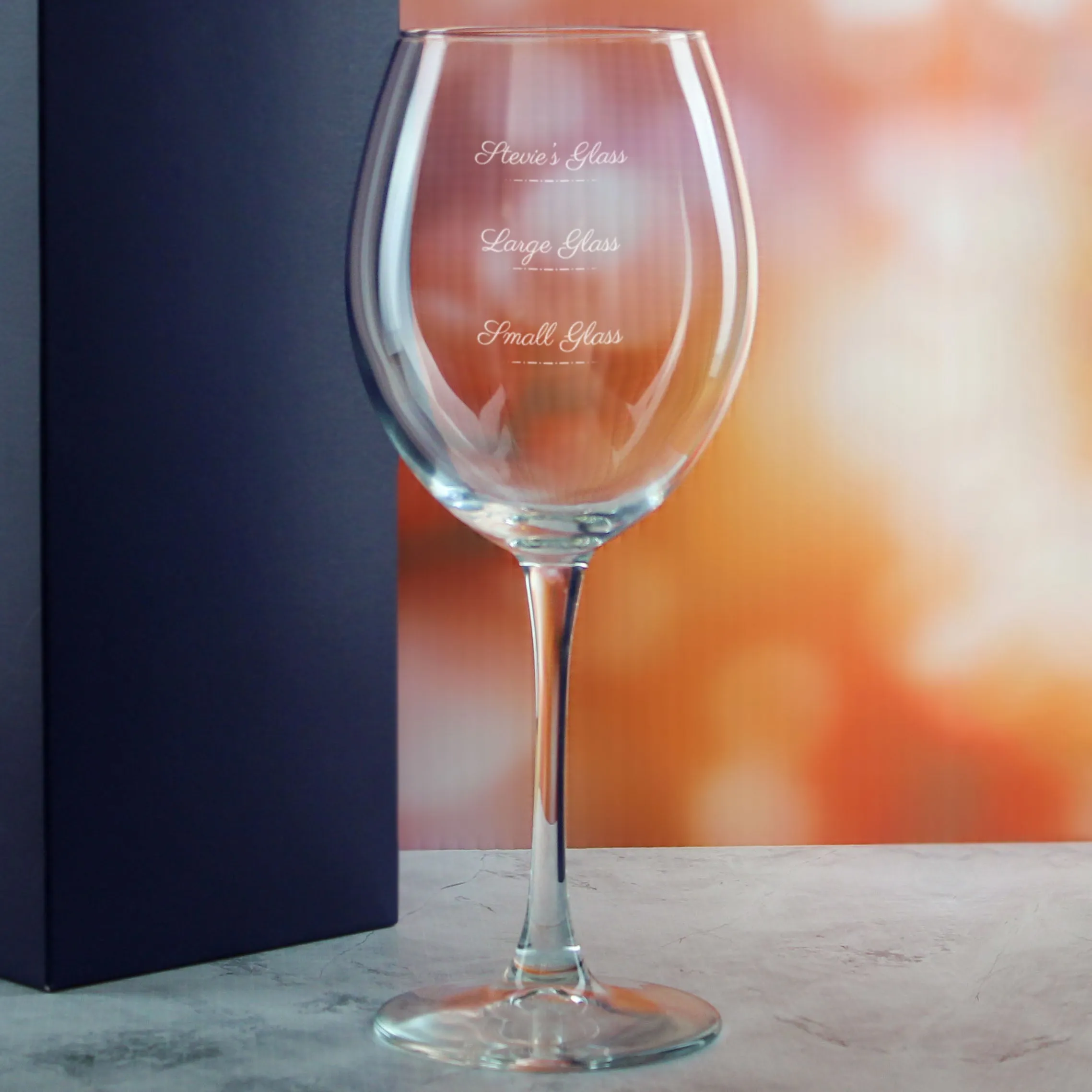 Personalised Engraved Enoteca Wine Glass with Name's Glass Script Measurements Design, Customise with Any Name