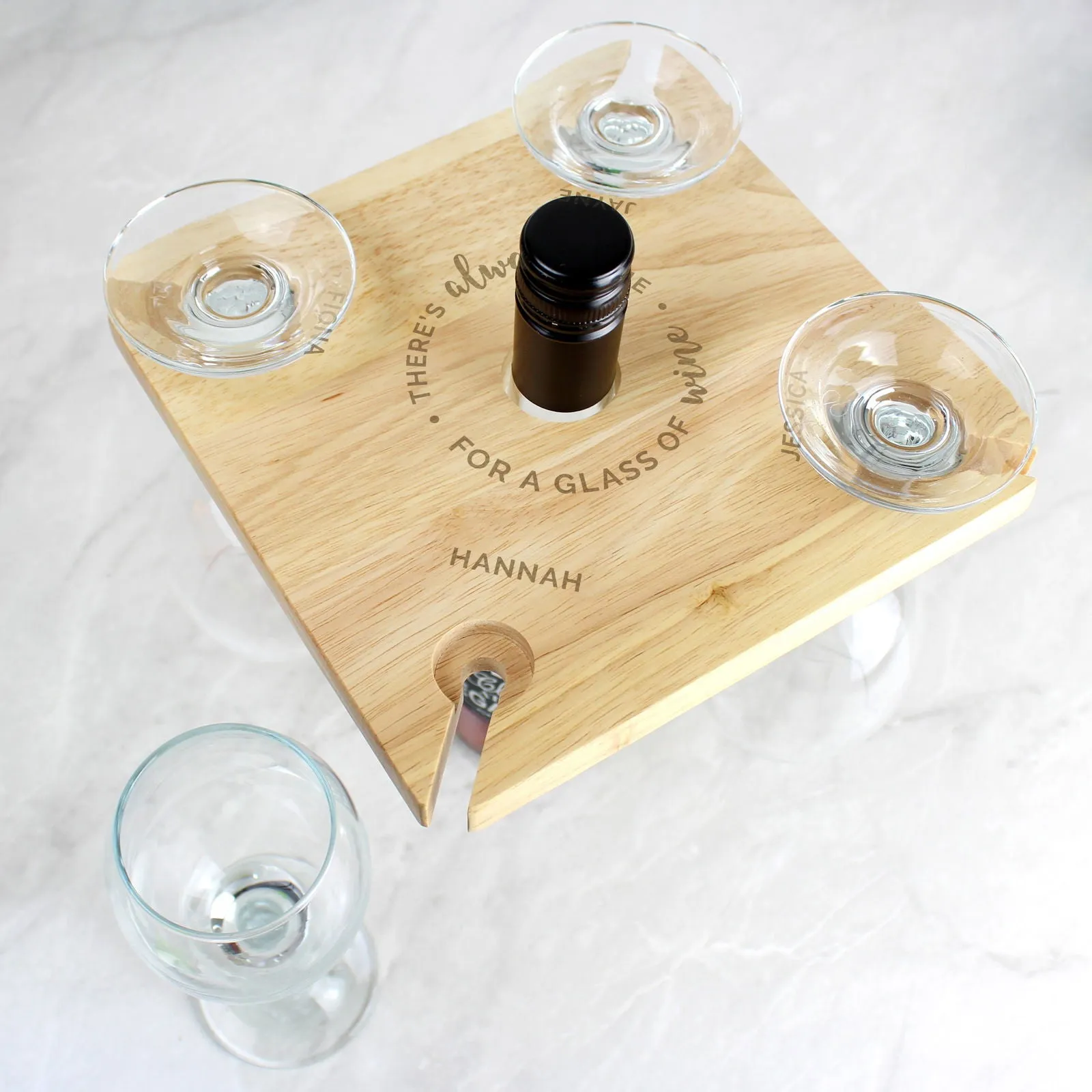 Personalised ...Time For A Glass Of Wine Four Wine Glass Holder & Bottle Holder