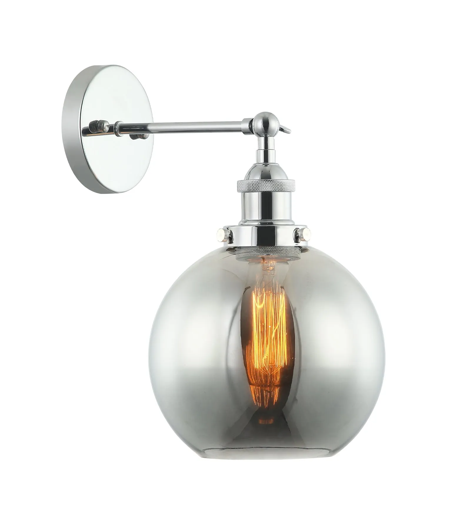 PESINI: Interior Swing Arm Glass with Antique Brass/ Chrome Highlight Wall Lights