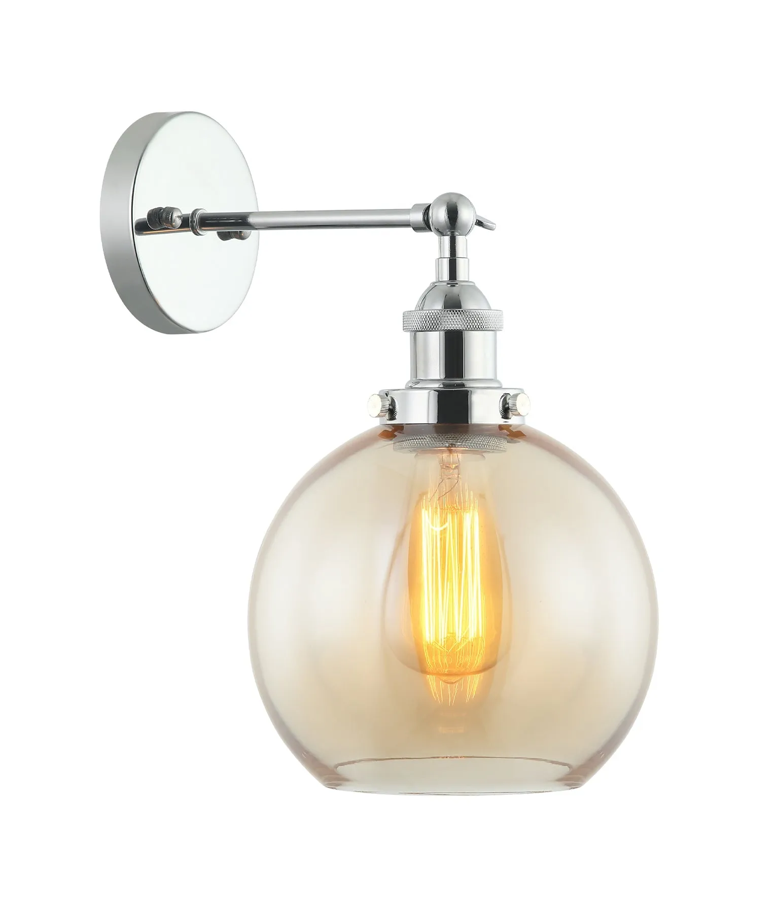 PESINI: Interior Swing Arm Glass with Antique Brass/ Chrome Highlight Wall Lights