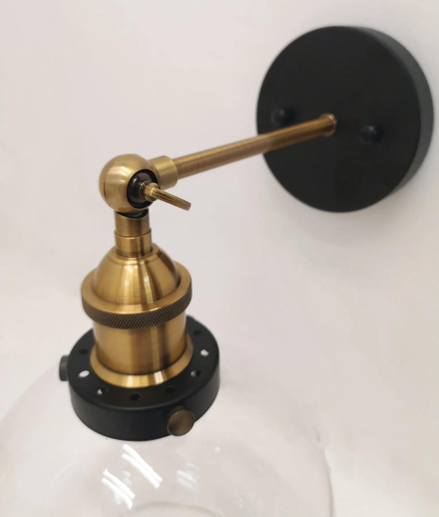 PESINI: Interior Swing Arm Glass with Antique Brass/ Chrome Highlight Wall Lights