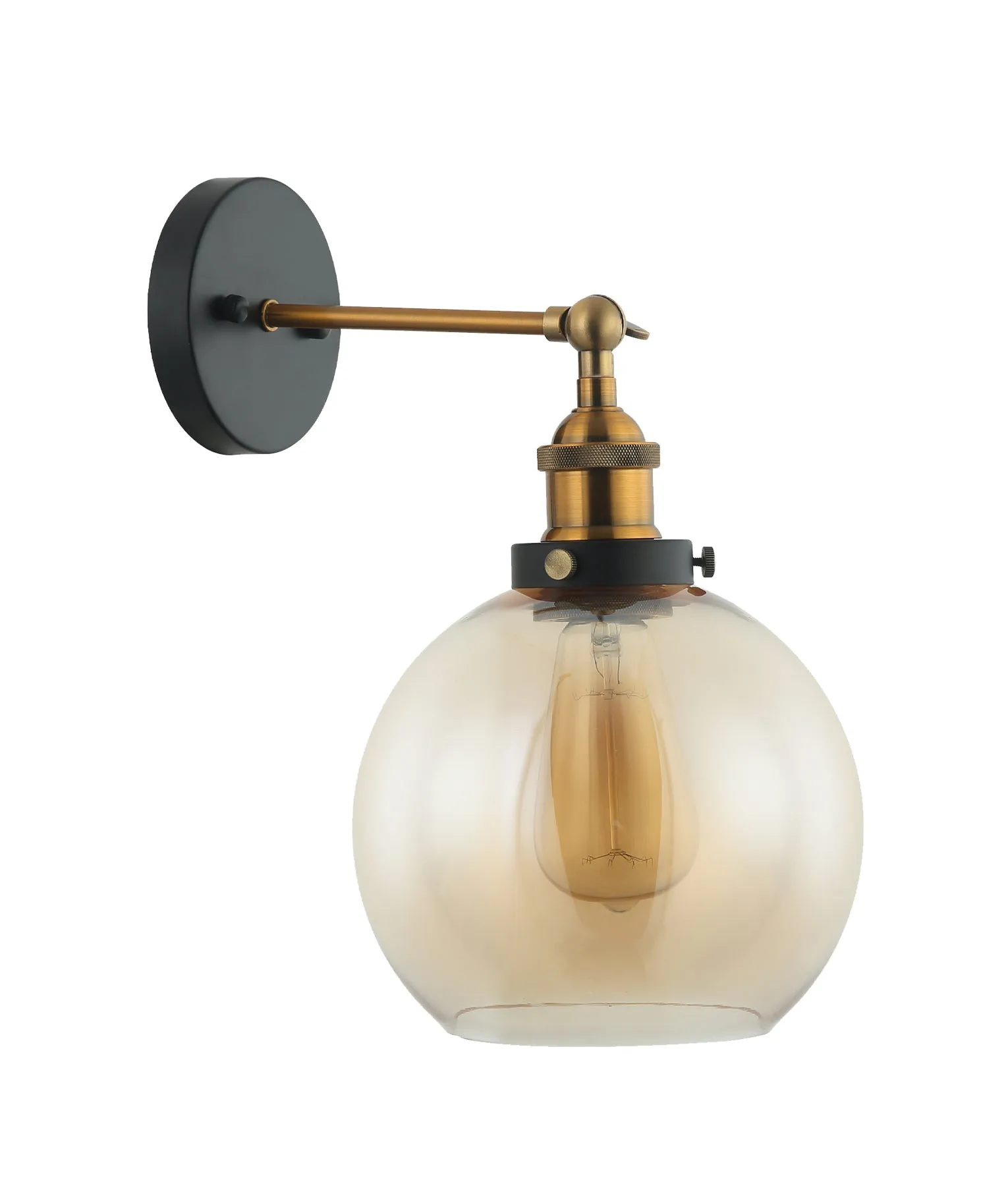 PESINI: Interior Swing Arm Glass with Antique Brass/ Chrome Highlight Wall Lights