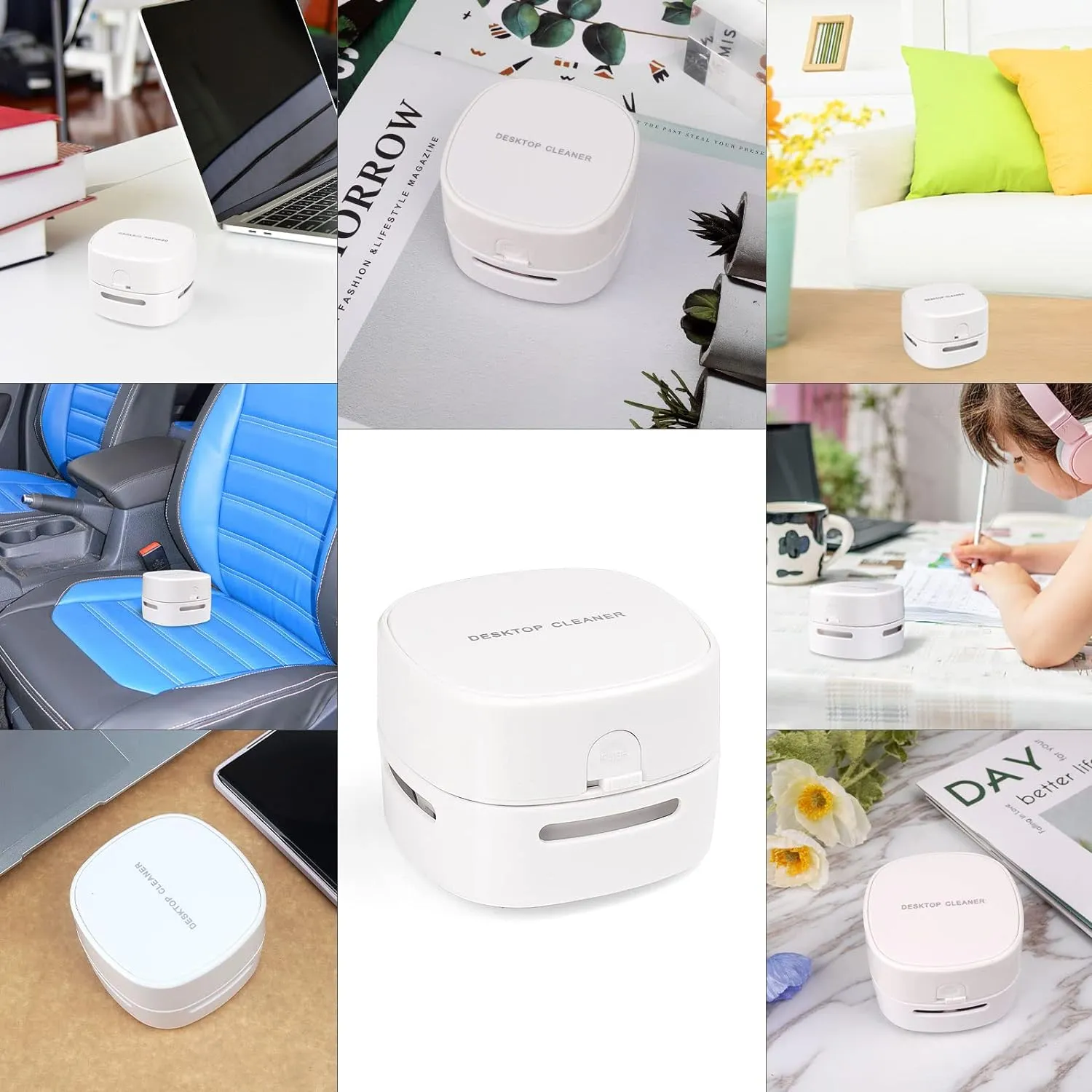 Portable Mini Vacuum Cleaner-Desktop Vacuum Cleaner-Crumb Vacuum/Desk Vacuum Cleaner Mini Handheld Table dust Sweeper 360º Rotatable Design for Keyboard/Can Suck up Crumbs（White）