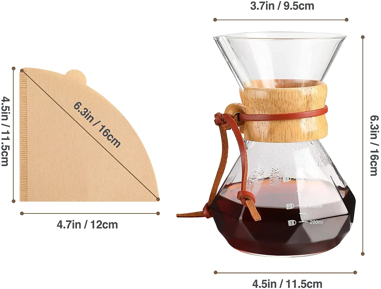 Pour Over Coffee Maker with V60 Paper Filter 40 Sheets | Puricon