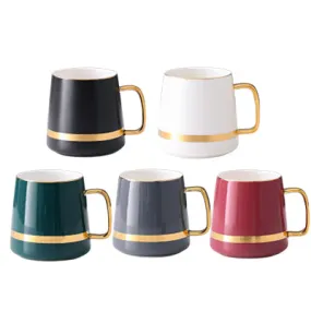 Premium Ceramic Mug with Golden Handle