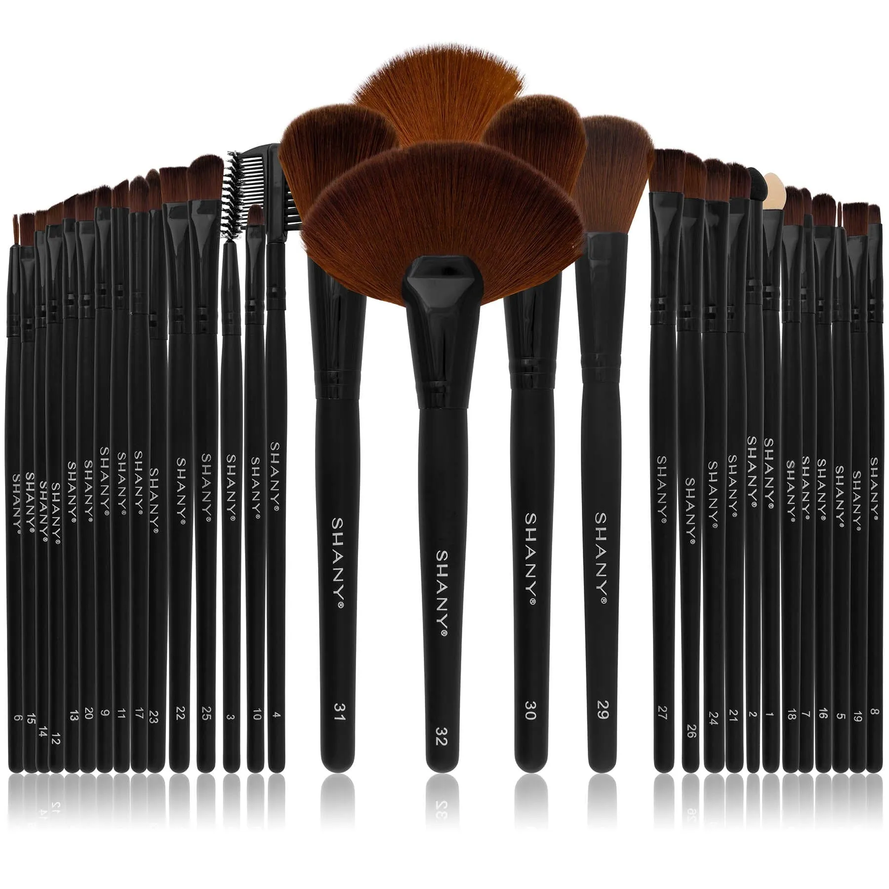 Professional Makeup Brush Set with Faux Leather Pouch, 32 Count Synthetic Bristles