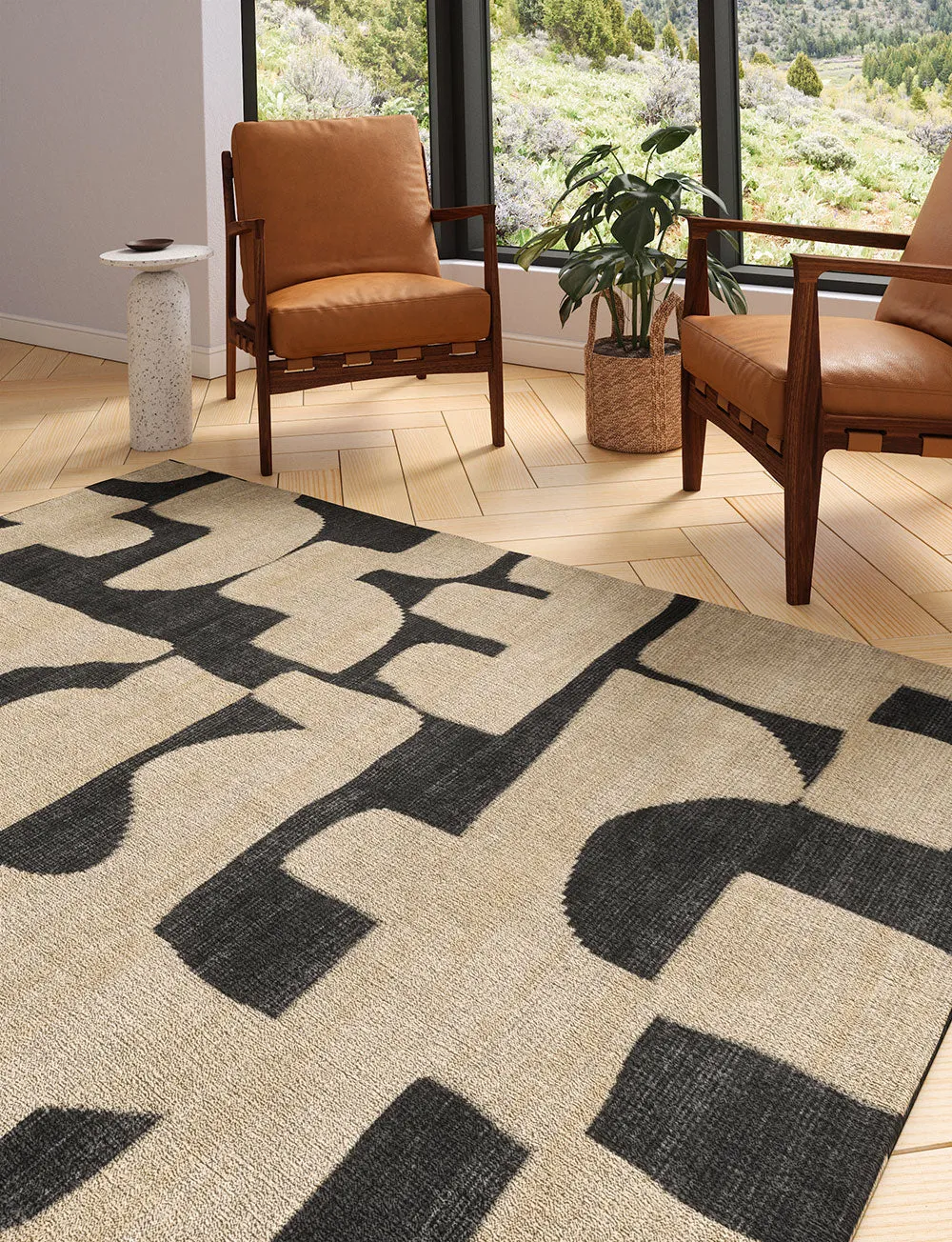 Puzla Natural Black Rug