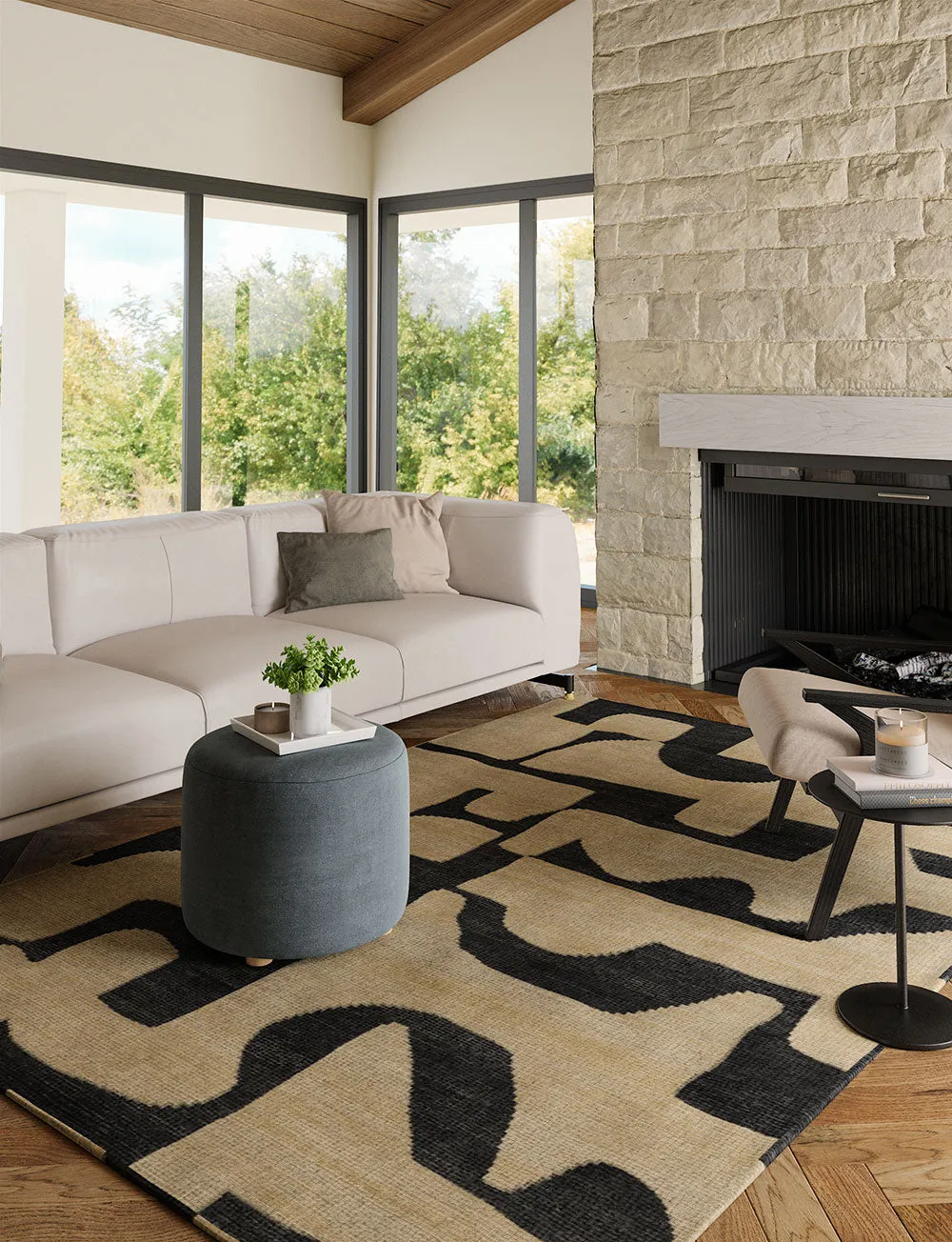 Puzla Natural Black Rug