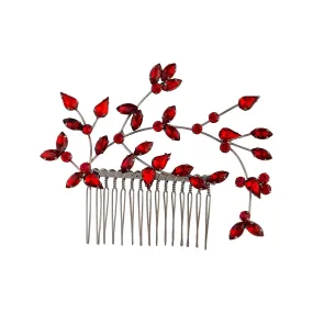 Red Diamante Wire Navette Comb