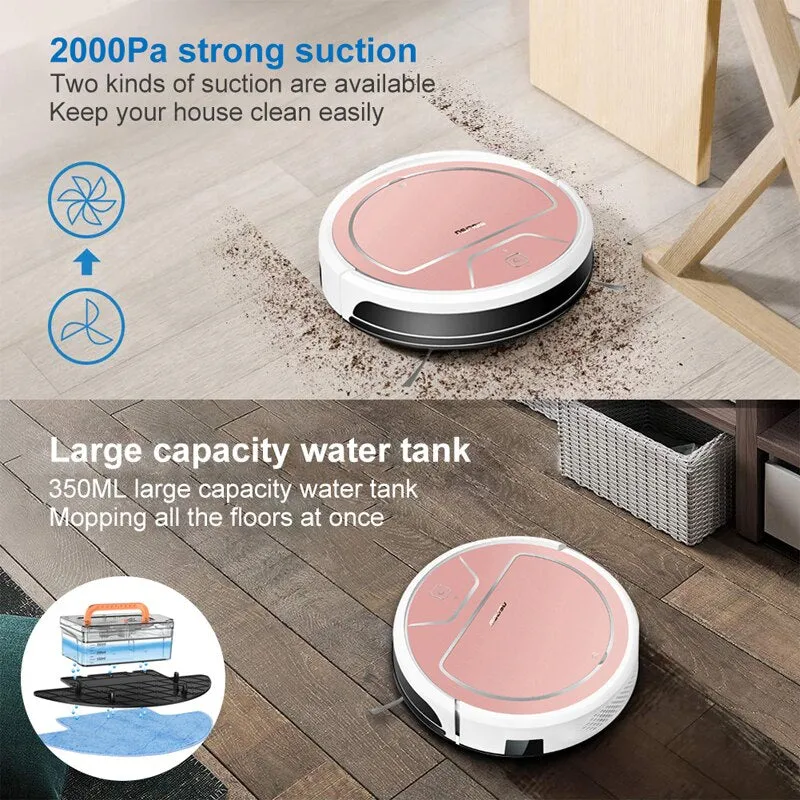 Robot Vacuum Cleaner 350ML Electronic Suction Sweep Dry and Wet 2000 Pa Intelligent Navigation APP Control Robotic Dust Cleaner