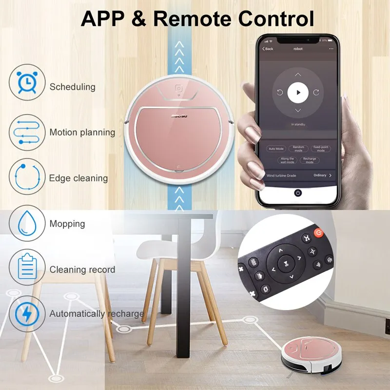 Robot Vacuum Cleaner 350ML Electronic Suction Sweep Dry and Wet 2000 Pa Intelligent Navigation APP Control Robotic Dust Cleaner