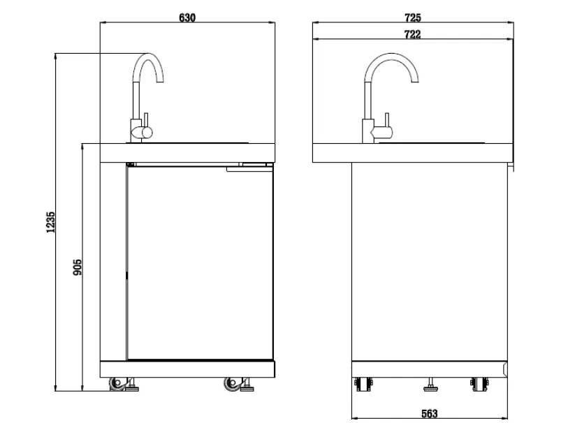 Rockpool Black 4B   Wok: Designer Outdoor BBQ Kitchen Package Inc Fridge, Sink, Rear Infrared, Rotisserie, BBQ Cover