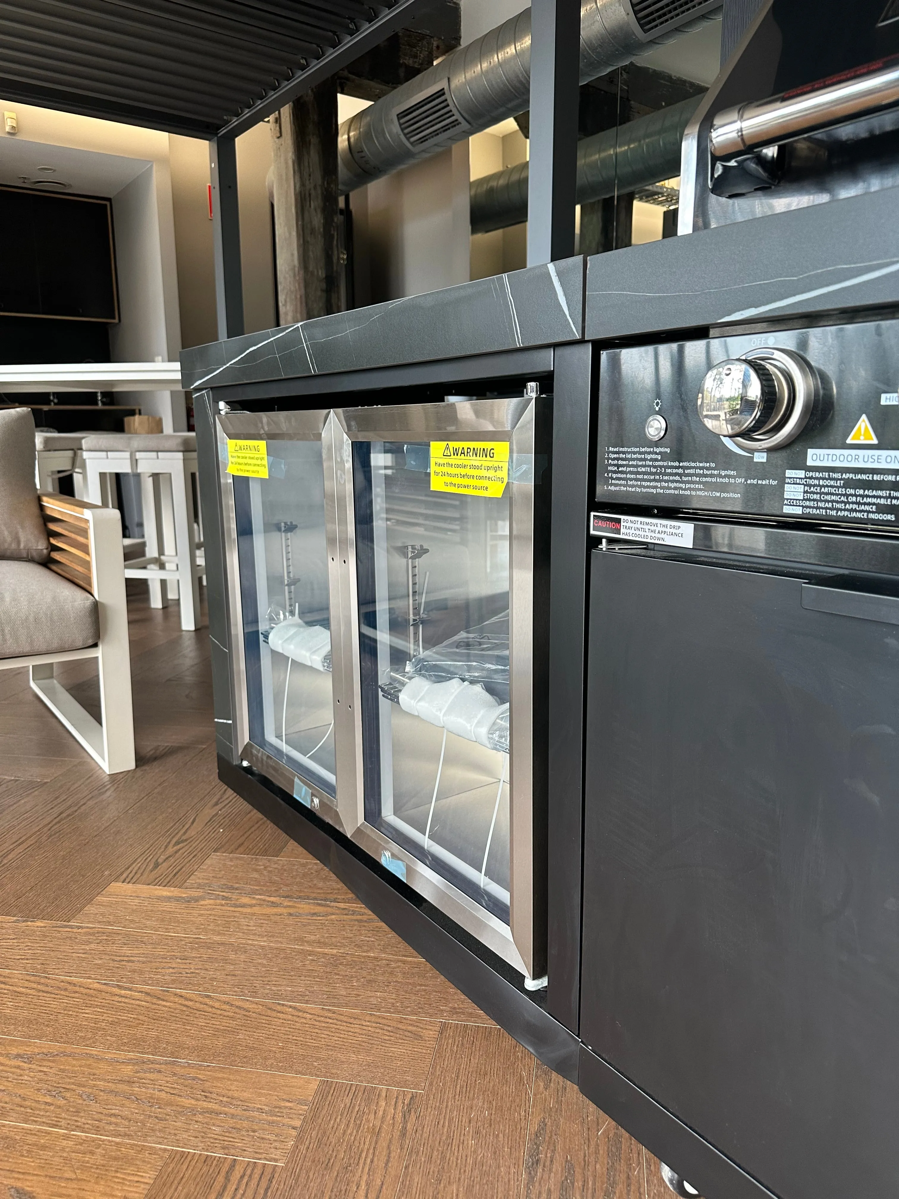 Rockpool Black 4B   Wok: Designer Outdoor BBQ Kitchen Package Inc Fridge, Sink, Rear Infrared, Rotisserie, BBQ Cover