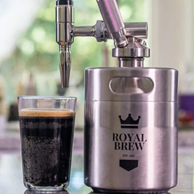 Royal Brew Nitro Cold Brew Coffee Maker Keg Silver 2 Liter