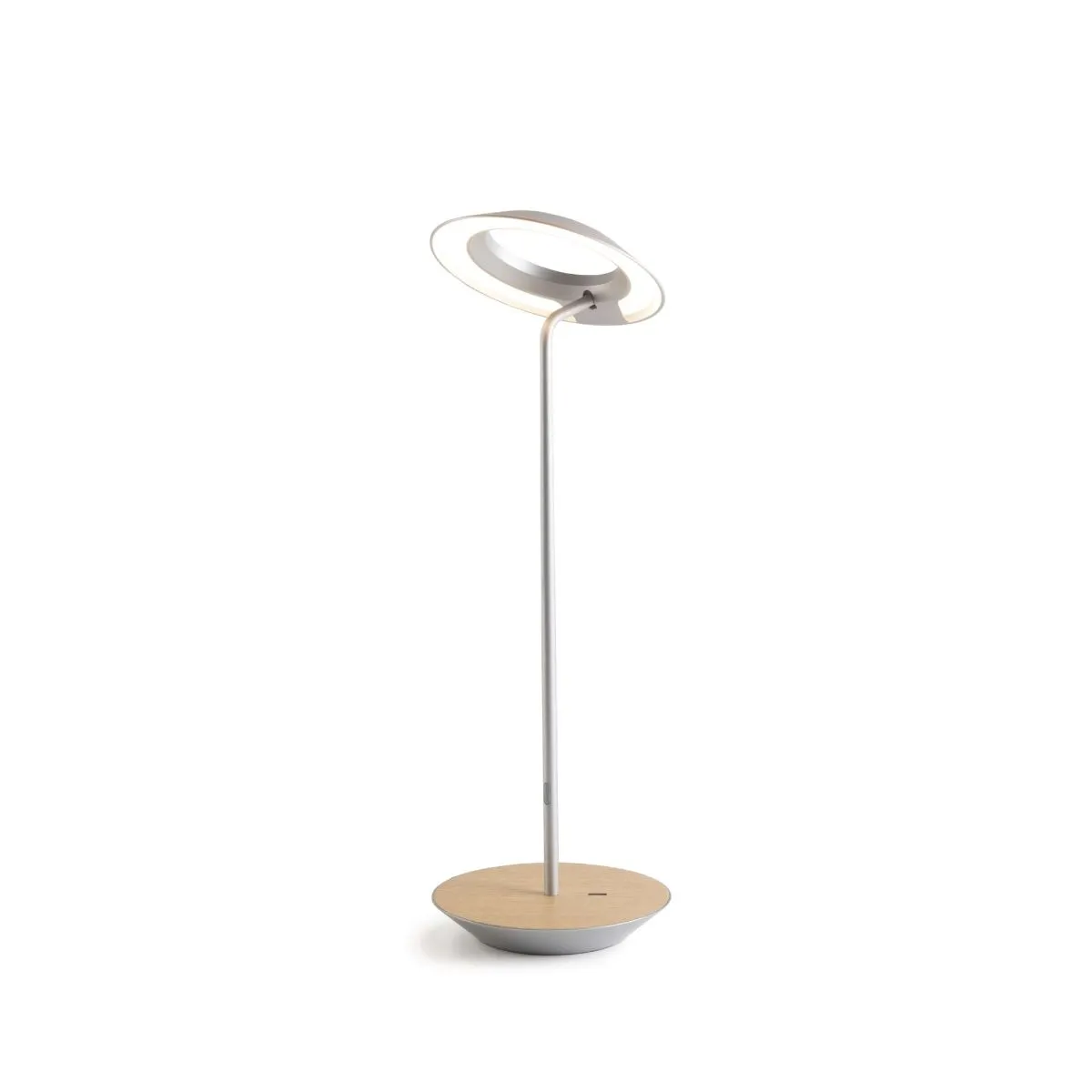 Royyo Silver With White Oak Modern LED Desk Lamp with USB Port