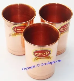 Set of 3 pure Copper glasses