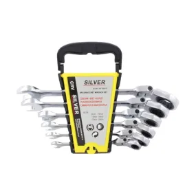 Silver Ratchet Combination Wrench / Articulated Set Of 6 Pieces