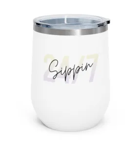 Sippin Insulated Wine Tumbler 12oz for Hot or Cold Liquid