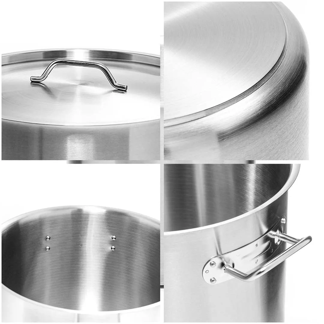 SOGA 21L 18/10 Stainless Steel Stockpot with Perforated Stock Pot Basket Pasta Strainer