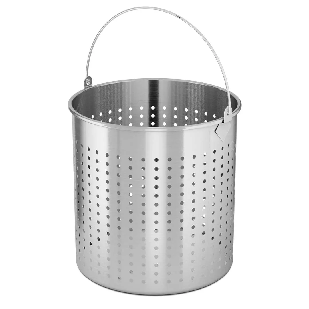 SOGA 21L 18/10 Stainless Steel Stockpot with Perforated Stock Pot Basket Pasta Strainer