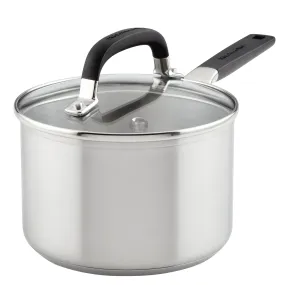 Stainless Steel 2-Quart Saucepan with Measuring Marks and Lid