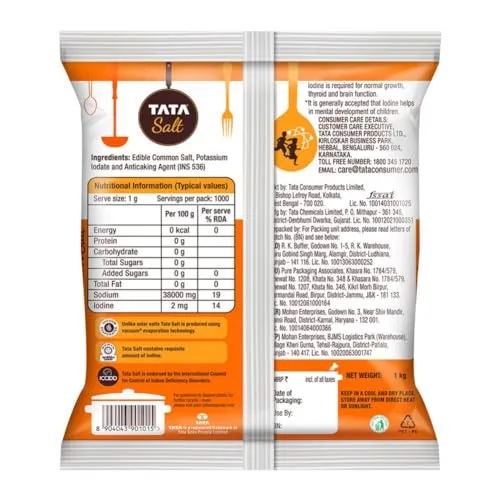 Tata Salt | Vacuum Evaporated Iodised Salt | 1 kg