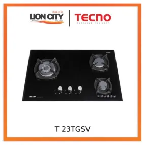 Tecno Uno T 23 TGSV  Toughened Glass Hob (SCHOTT)  75cm, V.V.S, INFERNO* (Big Burner) 3 Burners (1x Big, 1x Medium, 1x Small)