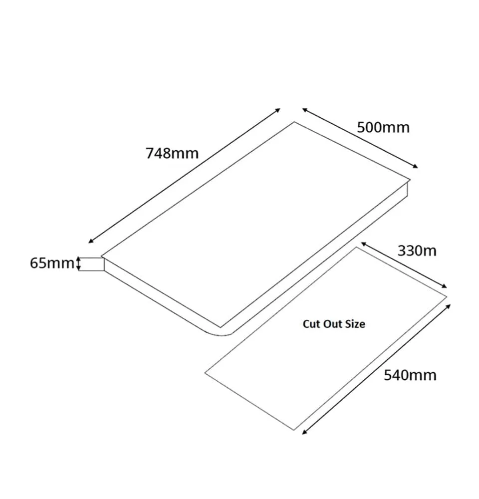 Tecno Uno T 23 TGSV  Toughened Glass Hob (SCHOTT)  75cm, V.V.S, INFERNO* (Big Burner) 3 Burners (1x Big, 1x Medium, 1x Small)