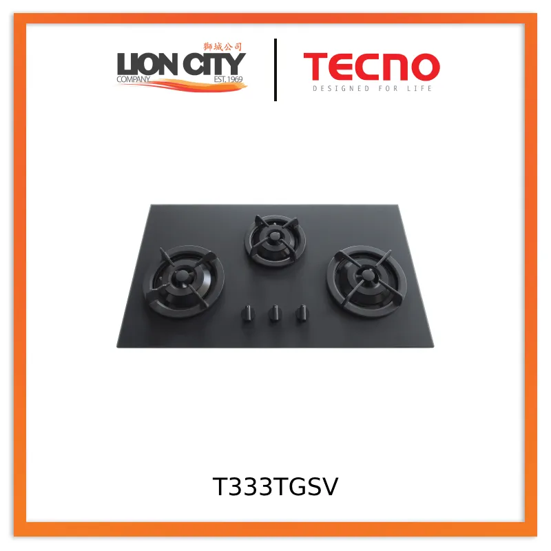 Tecno Uno T 333 TGSV / OPWH Toughened Glass Hob (SCHOTT) Optic White/Matte Grey / Matte Black 86cm, V.V.S  3 Burners (2x Big, 1x Medium)