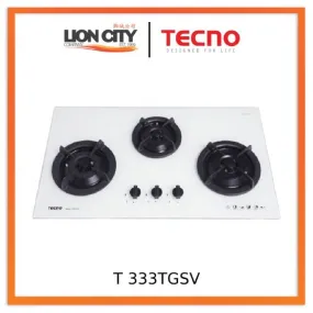 Tecno Uno T 333 TGSV / OPWH Toughened Glass Hob (SCHOTT) Optic White/Matte Grey / Matte Black 86cm, V.V.S  3 Burners (2x Big, 1x Medium)