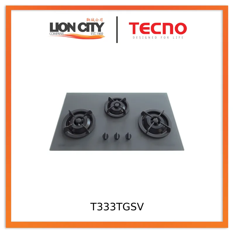 Tecno Uno T 333 TGSV / OPWH Toughened Glass Hob (SCHOTT) Optic White/Matte Grey / Matte Black 86cm, V.V.S  3 Burners (2x Big, 1x Medium)