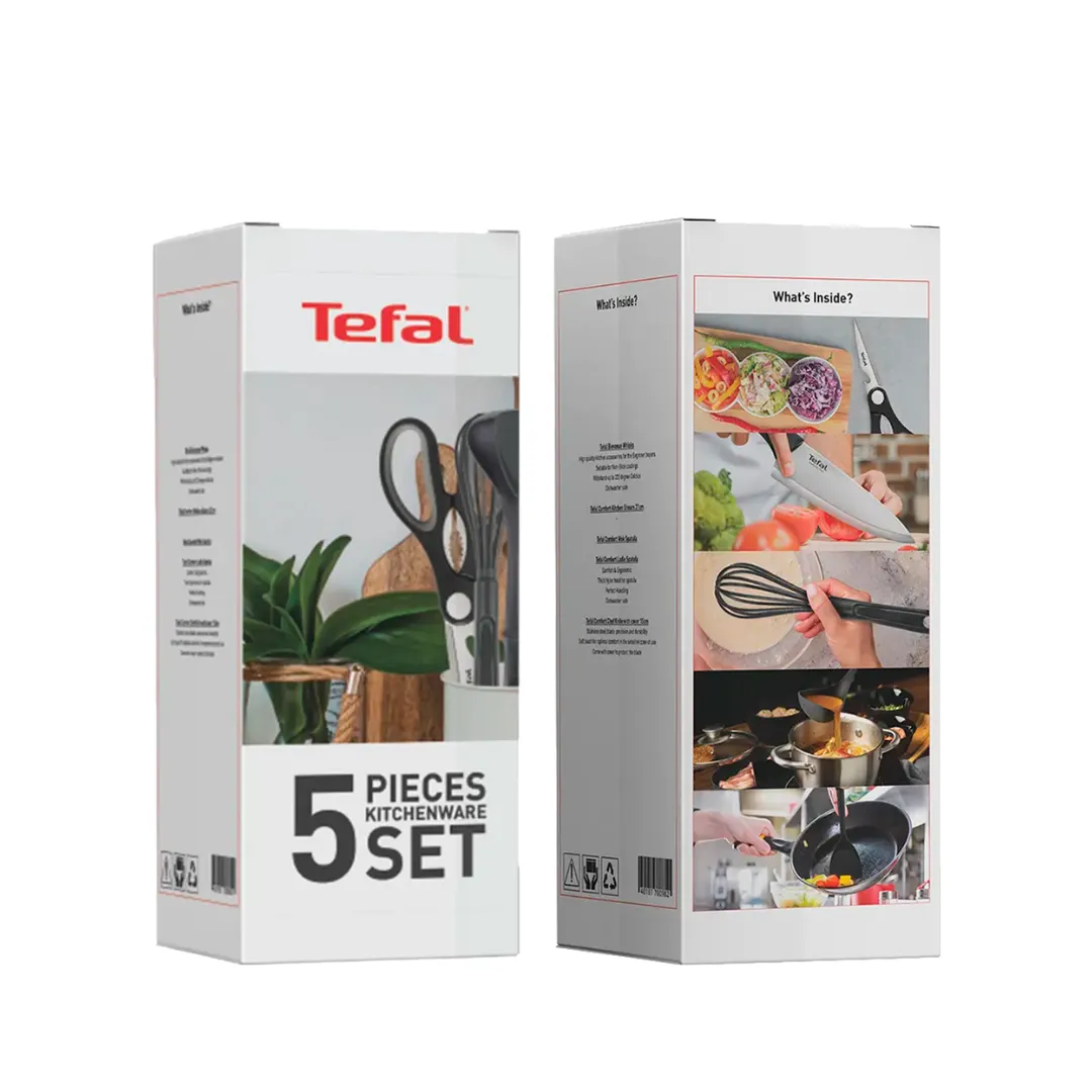 Tefal Kitchenware 5 Pcs Set (Chef Knife 15cm   Kitchen Shears 21cm   Ladle Spatula   Wok Spatula   Bievenue Whisks)