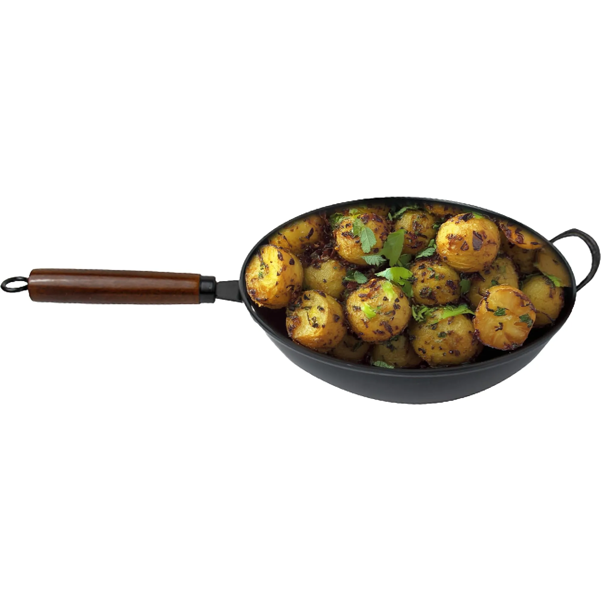 The Better Home SteelPulse Series Chinese Wok With Handle (30cm - 4L) | Deep Frying Carbon Steel Wok | Cooking Pan | Gas & Induction Cookware | Kadai For Induction Cooking | Karahi For Kitchen (Black)