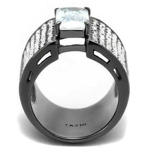 TK2798 - IP Light Black  (IP Gun) Stainless Steel Ring with AAA Grade