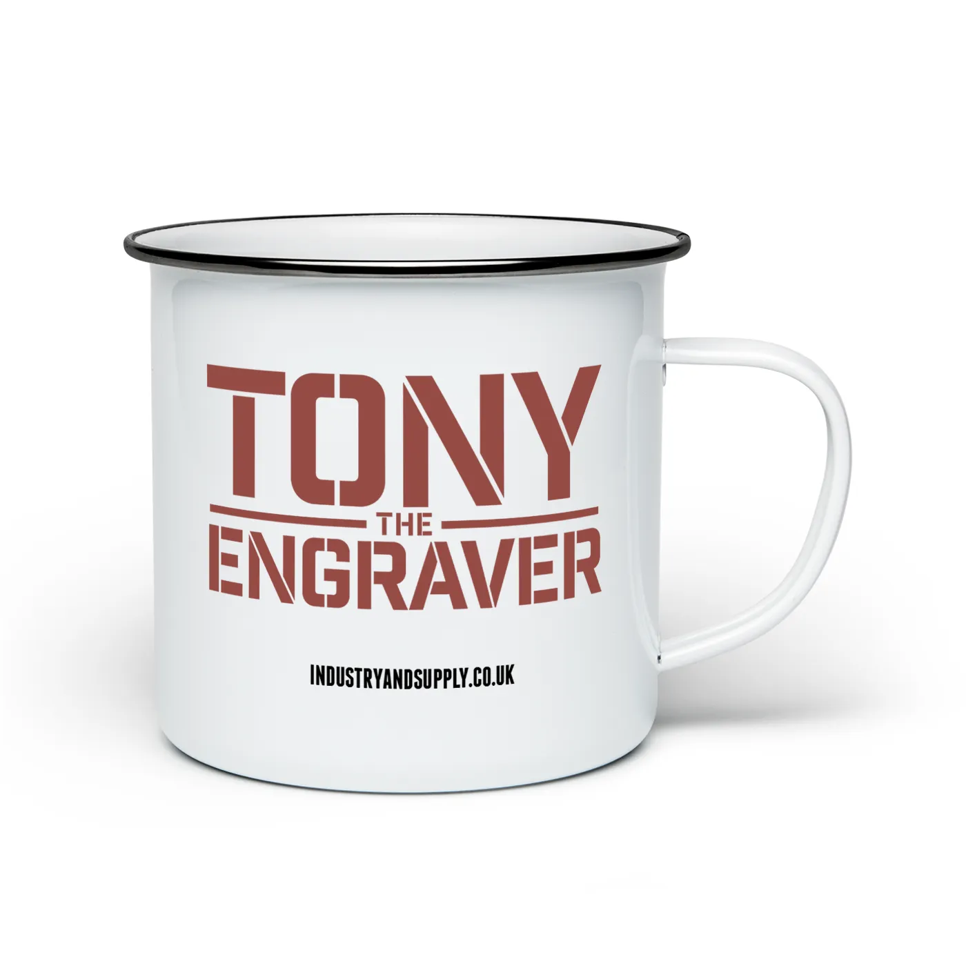 TONY THE ENGRAVER ENAMEL MUG