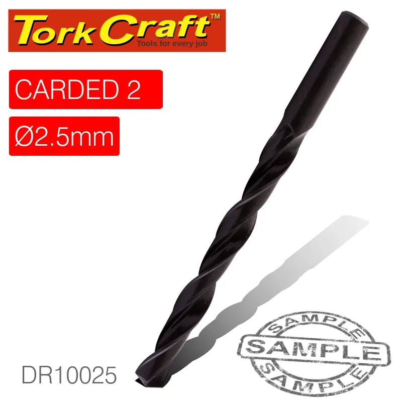 TORK CRAFT DRILL BIT HSS STANDARD 2.5MM 2/CARD DR10025