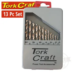 TORK CRAFT DRILL BIT SET 13PCE HSS GROUND BRIGHT FINISH NR01013