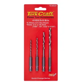 Tork Craft | Hex Shank Drill Bit 4Pc Set