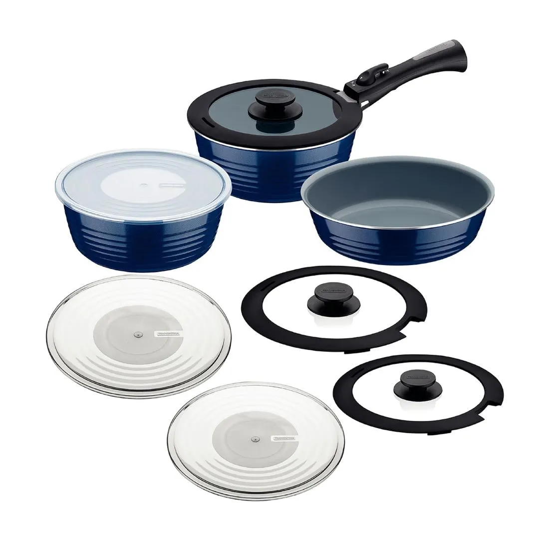 Tramontina Ítria 10-Piece Nesting Cookware Set Navy