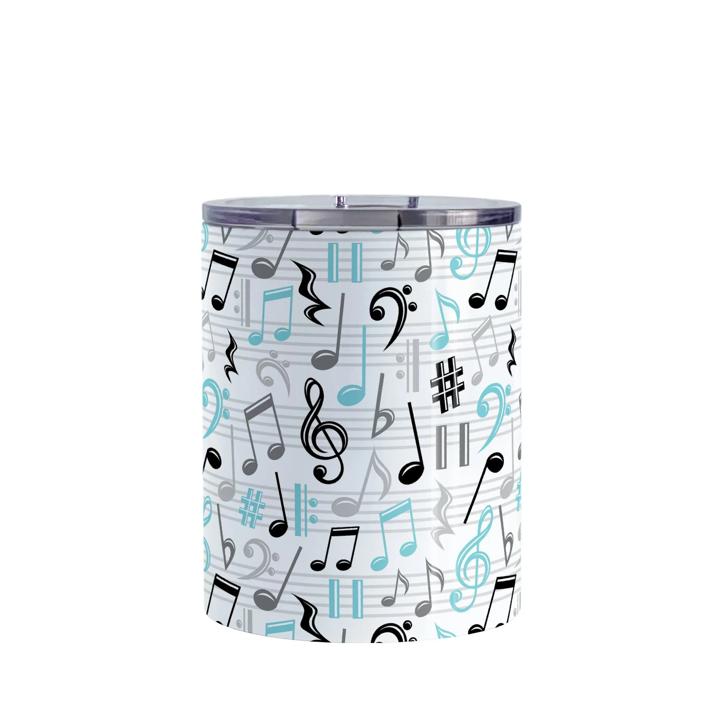 Turquoise Music Notes Pattern Tumbler Cup