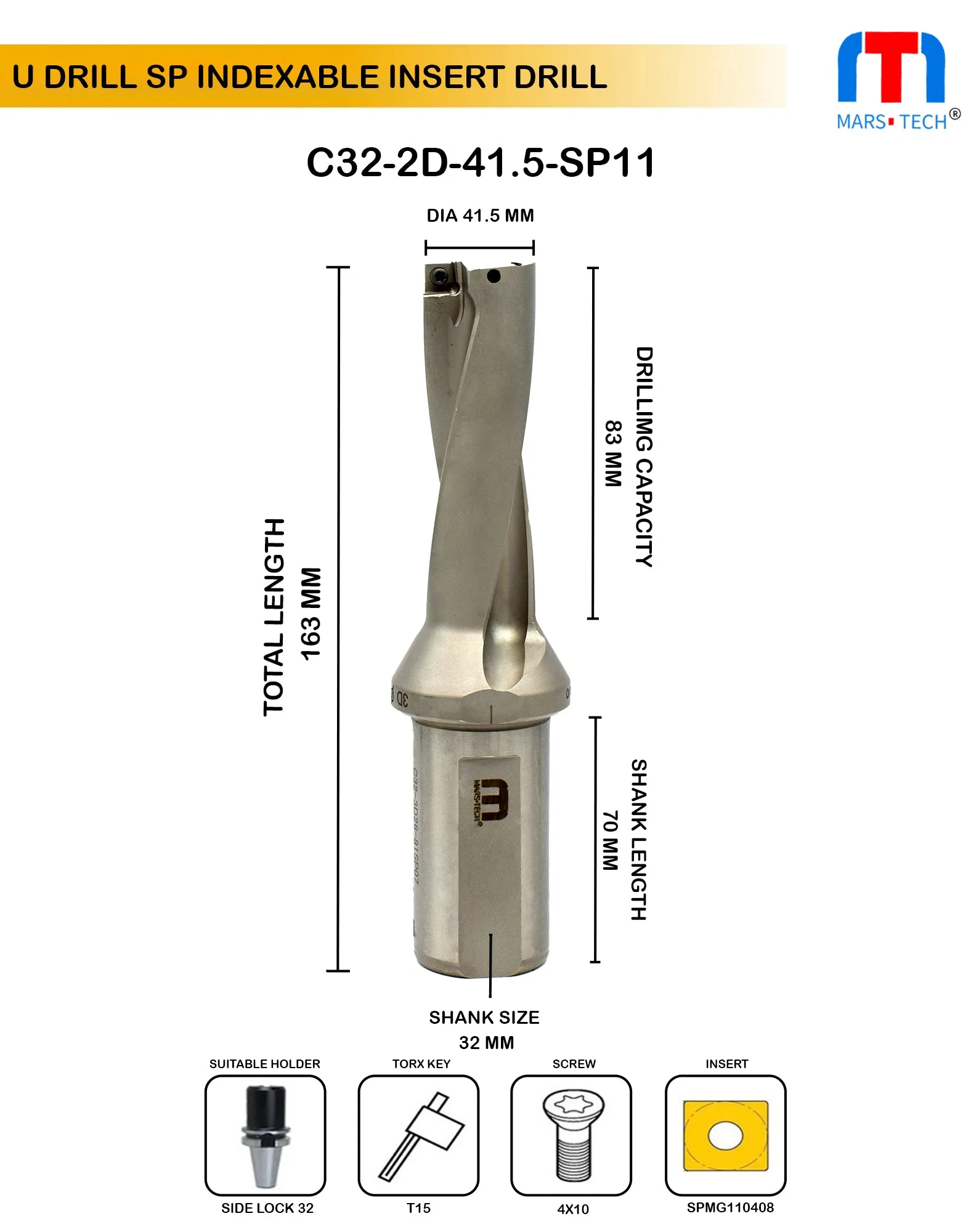 U drill 41.5 mm