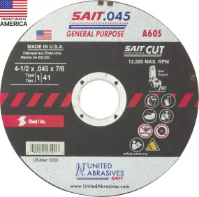 United Abrasives - Sait 23101 4-1/2" x 0.045" General Purpose Cutting Wheel