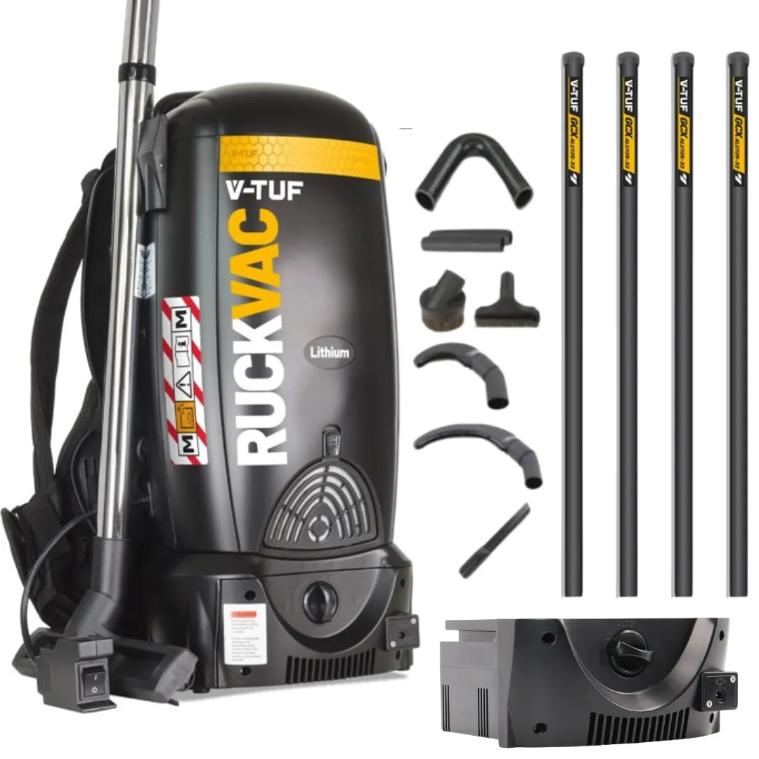 V-TUF RUCKVAC-KIT2 Cordless M Class Backpack Vacuum Cleaner - 5M High Level Cleaning Kit