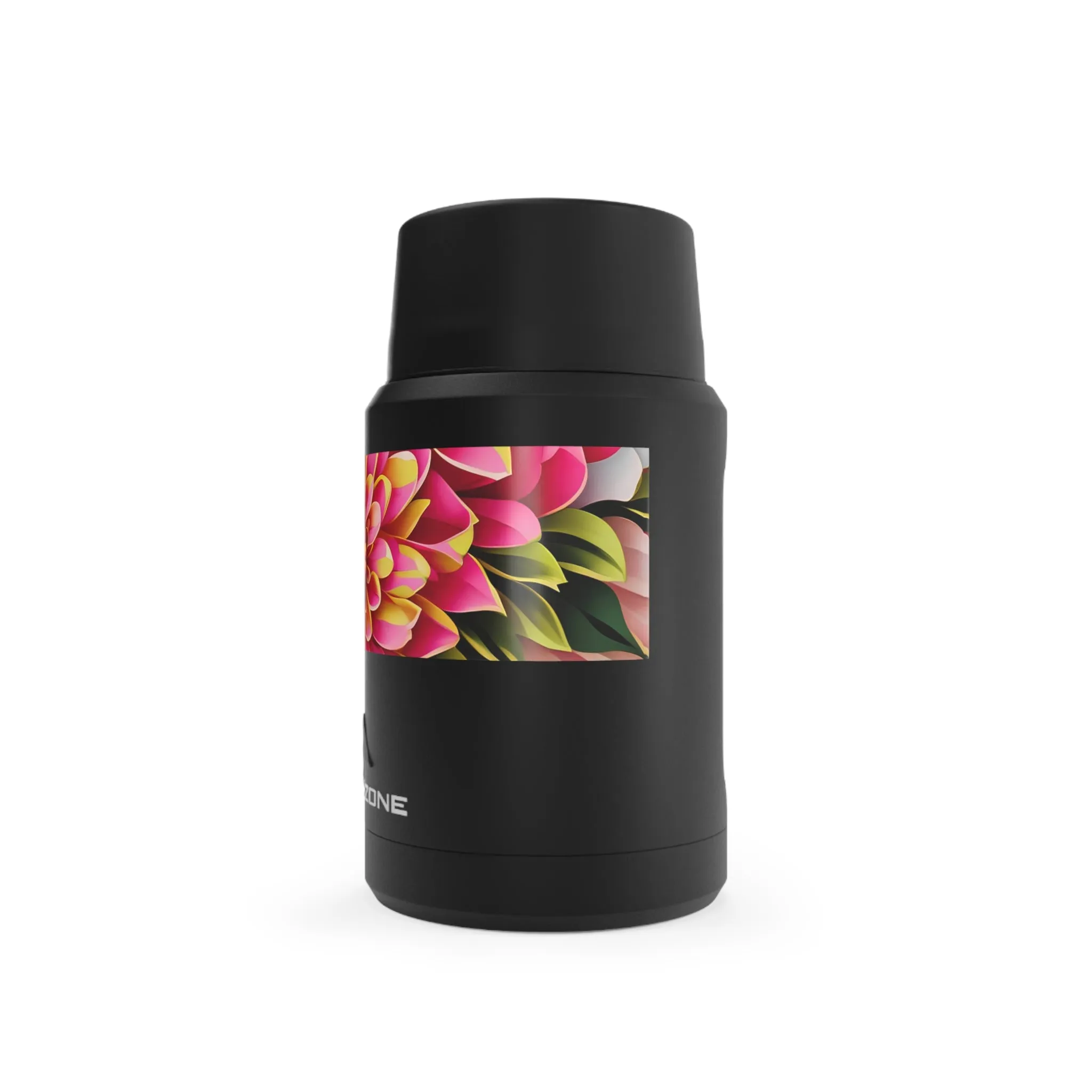 Vibrant Flowers, Reusable Insulated Food Storage Container with Spoon – 16.9oz