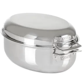 Viking 3-Ply Stainless Steel Oval Roaster with Lid and Rack, 8.5 Quart