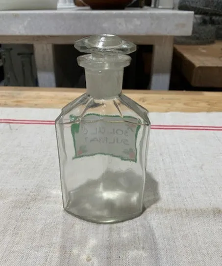 Vintage  Clear Pharmacy  Glass Bottle #5389