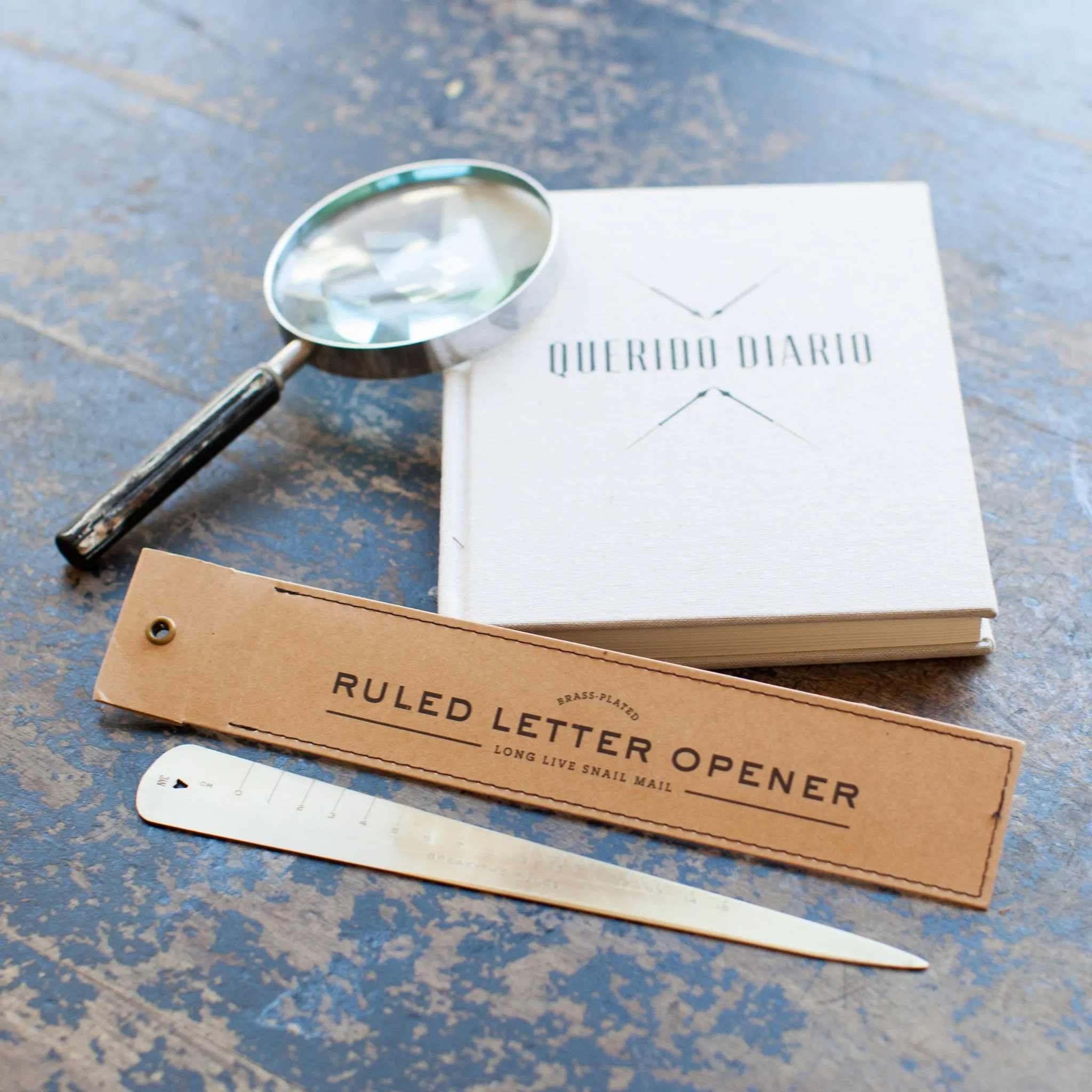 Vintage Magnifying Glass with Journal and Letter Opener