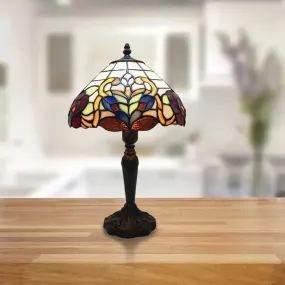 Vintage Tiffany Stained Glass Desk Lamp - Office Umbrella Style - Brown