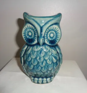 Vintage Turquoise Pottery Owl Shelley Style Desk Ornament