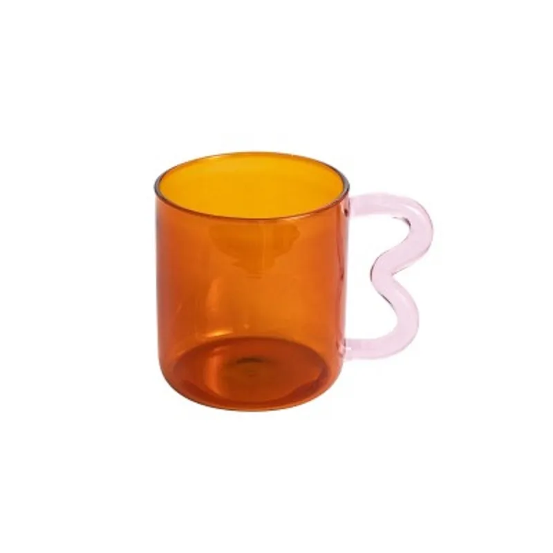 Wavy Handle Glass Mugs